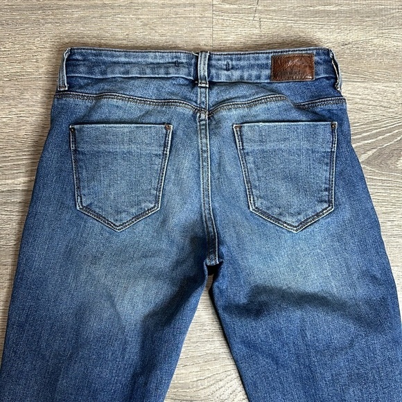 Zara Basic Z1975 Denim Women’s Mid-Rise Distressed Crop Straight Leg Jeans Sz 2 - Picture 5 of 12